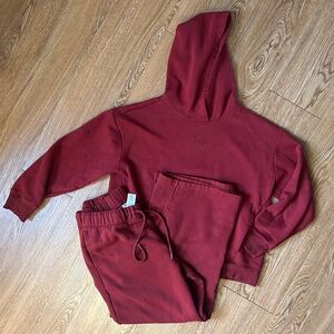Reebok Matching Wide Leg Sweatsuit Set Maroon Size Large